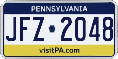 PA license plate JFZ2048