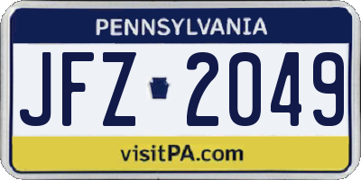 PA license plate JFZ2049