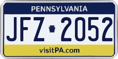 PA license plate JFZ2052