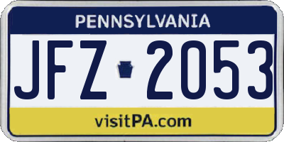 PA license plate JFZ2053