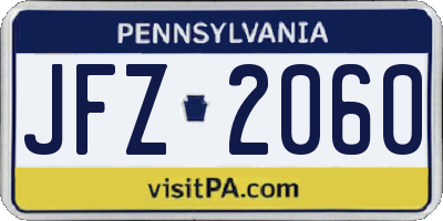 PA license plate JFZ2060