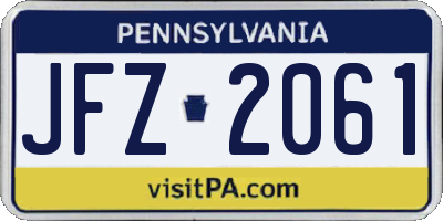 PA license plate JFZ2061