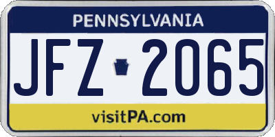 PA license plate JFZ2065
