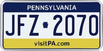 PA license plate JFZ2070