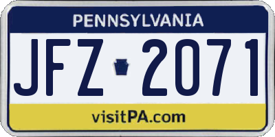 PA license plate JFZ2071