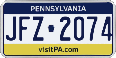 PA license plate JFZ2074