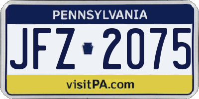 PA license plate JFZ2075
