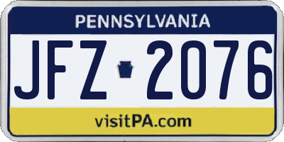 PA license plate JFZ2076
