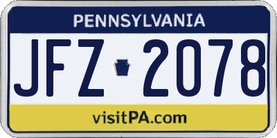 PA license plate JFZ2078