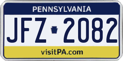 PA license plate JFZ2082