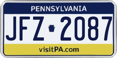 PA license plate JFZ2087