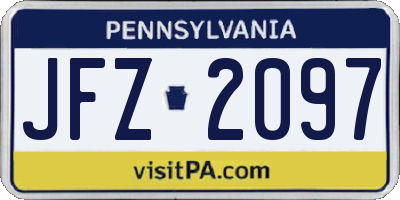 PA license plate JFZ2097