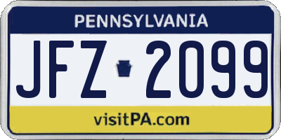 PA license plate JFZ2099