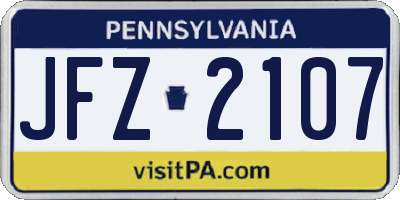 PA license plate JFZ2107