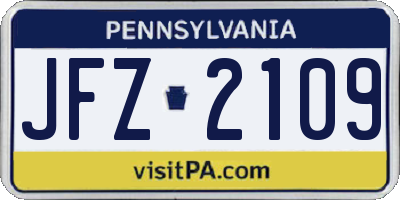 PA license plate JFZ2109