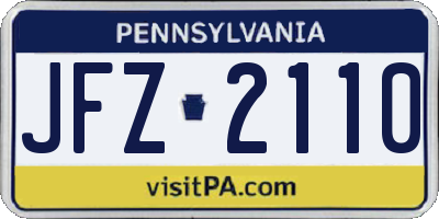 PA license plate JFZ2110