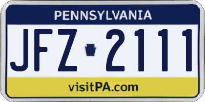 PA license plate JFZ2111