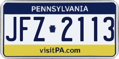 PA license plate JFZ2113
