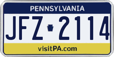 PA license plate JFZ2114