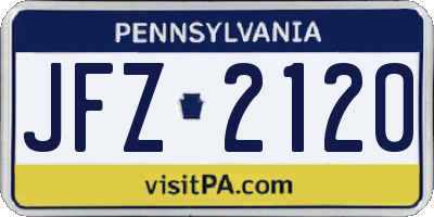 PA license plate JFZ2120