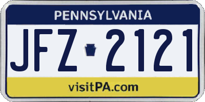 PA license plate JFZ2121