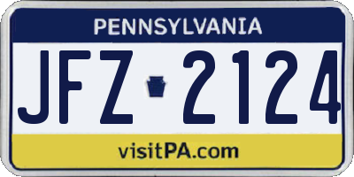 PA license plate JFZ2124