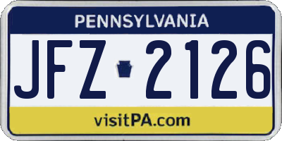 PA license plate JFZ2126