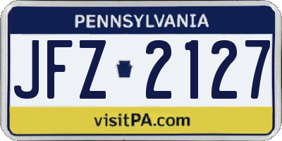 PA license plate JFZ2127