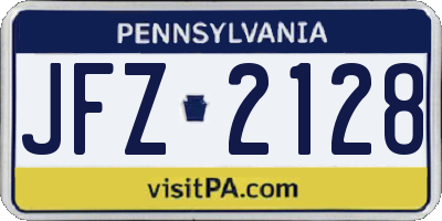 PA license plate JFZ2128