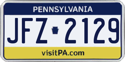 PA license plate JFZ2129