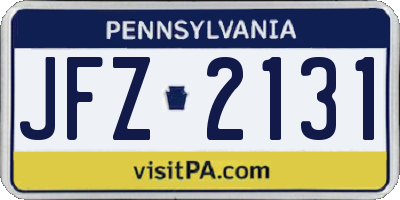 PA license plate JFZ2131