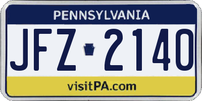 PA license plate JFZ2140