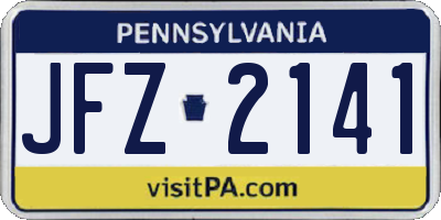 PA license plate JFZ2141