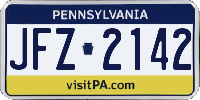 PA license plate JFZ2142