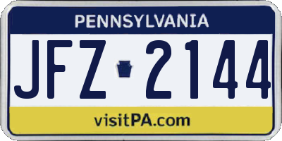 PA license plate JFZ2144