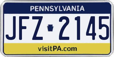 PA license plate JFZ2145