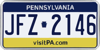 PA license plate JFZ2146