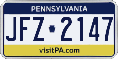 PA license plate JFZ2147