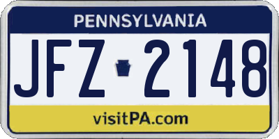 PA license plate JFZ2148