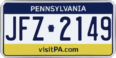 PA license plate JFZ2149