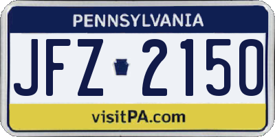 PA license plate JFZ2150