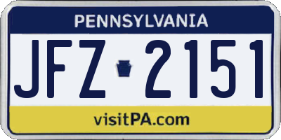 PA license plate JFZ2151