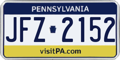 PA license plate JFZ2152