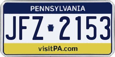 PA license plate JFZ2153