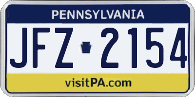 PA license plate JFZ2154