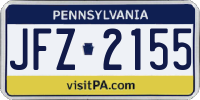 PA license plate JFZ2155