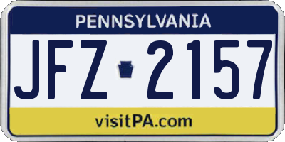 PA license plate JFZ2157
