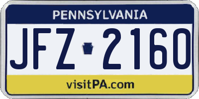 PA license plate JFZ2160
