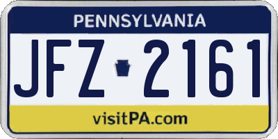 PA license plate JFZ2161