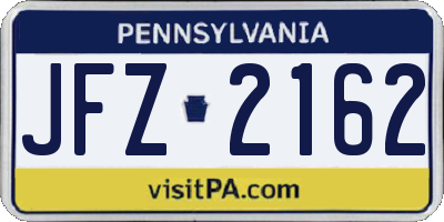 PA license plate JFZ2162